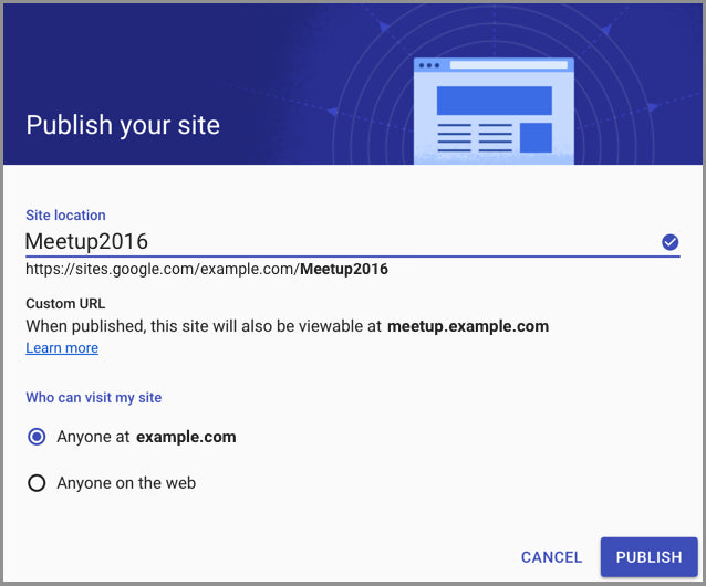 URL personalizada en los nuevos Google Sites