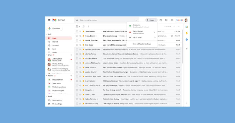 Configura tu estado como Ausente en Google Chat dentro de Gmail