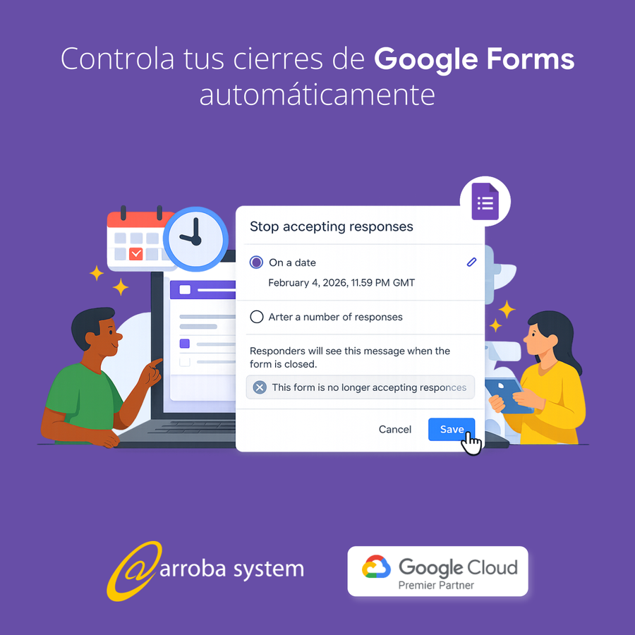 Ilustración de configuración de cierre automático en formulario digital con calendario y opción de fecha límite activada.