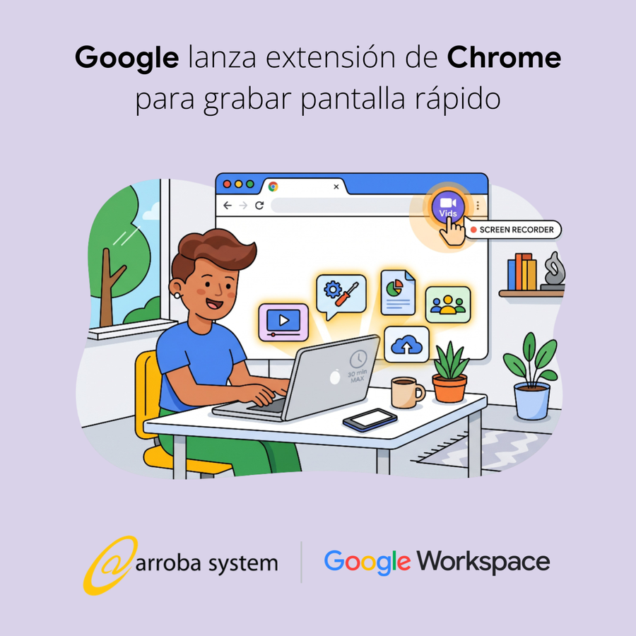 Persona grabando la pantalla desde una extensión de Chrome para crear vídeos y compartir contenido de forma rápida.