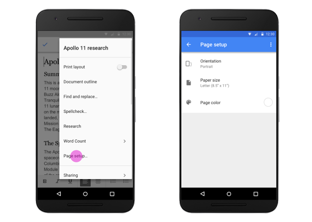 Configuración de página y compatibilidad con ODF y EPUB en las aplicaciones de Google Docs, Sheets y Slides para Android