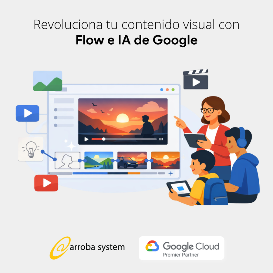 Ilustración de equipo creativo editando video en plataforma digital con herramientas multimedia y escenas animadas.