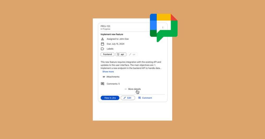 Nuevos y mejorados widgets para las tarjetas de aplicaciones de Google Chat
