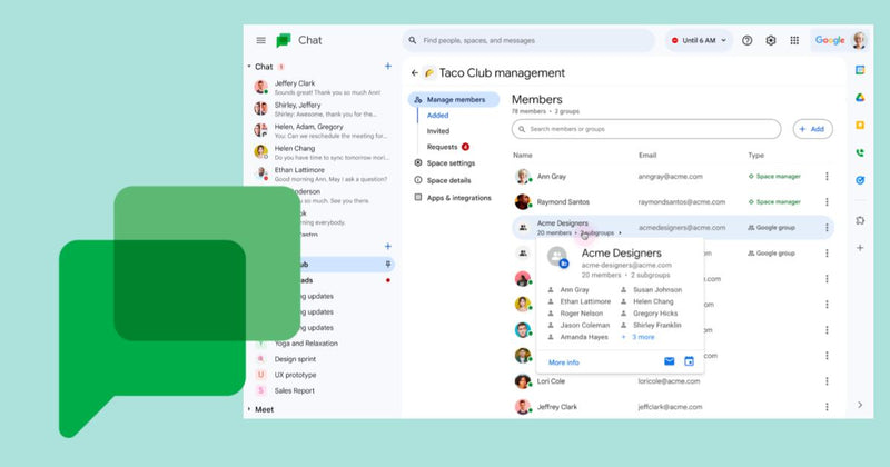 Agrega Grupos de Google a espacios en Google Chat