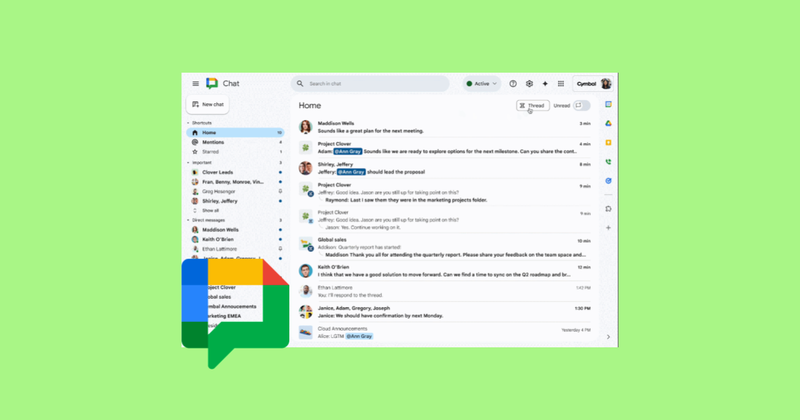 Ponte al día con los hilos seguidos desde el acceso directo a Inicio en Google Chat