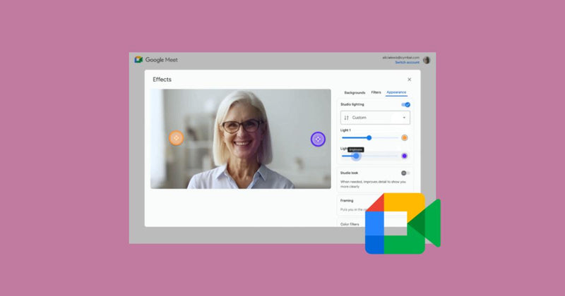 Combina varios efectos de videos y mejora la iluminación y el audio en Google Meet
