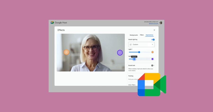 Combina varios efectos de videos y mejora la iluminación y el audio en Google Meet