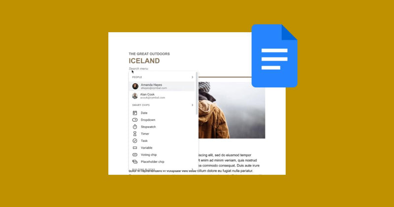 Accede fácilmente a personas, documentos, componentes básicos y más en Documentos de Google