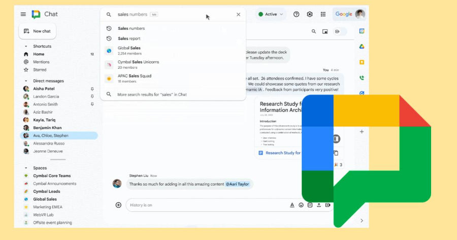 Sugerencias de búsqueda mejoradas en Google Chat para la Web