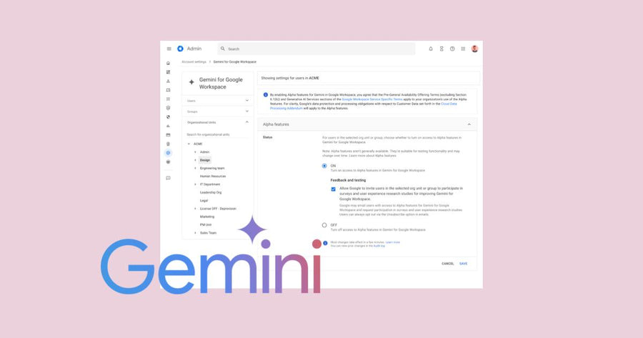 Controla el acceso de tus usuarios a nuevas funciones de Gemini para Google Workspace antes de que estén disponibles de forma general