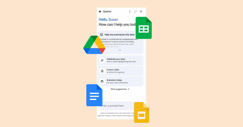 Gemini ahora en el panel lateral de Google Docs, Google Sheets, Google Slides y Google Drive