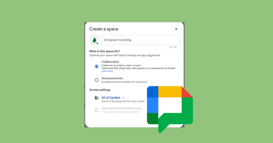 Mejoras para la creación de espacios en Google Chat