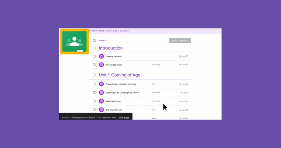Las plantillas de clase y el trabajo en clase que se pueden compartir en Google Classroom ya están en etapa de disponibilidad general
