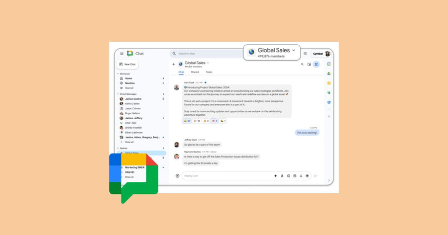 Agrega hasta 500,000 miembros a espacios en Google Chat