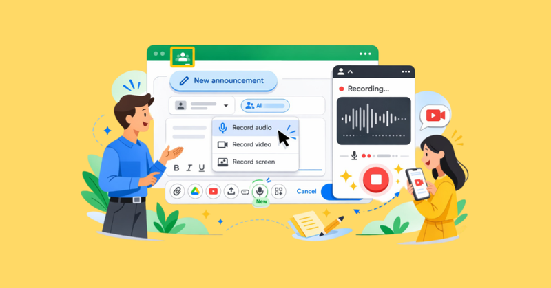 Ahora puedes grabar audio, video y pantalla sin salir de Google Classroom