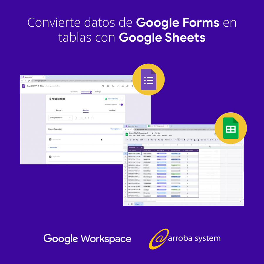 Convierte datos de Google Forms en tablas con Google Sheets