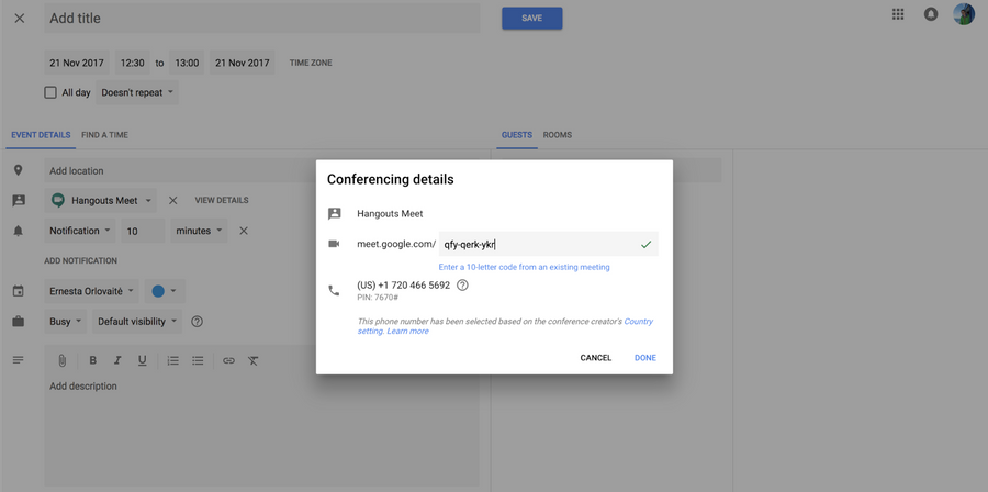 Blog-Copia fácilmente la información de Hangouts Meet en tus eventos en Calendar