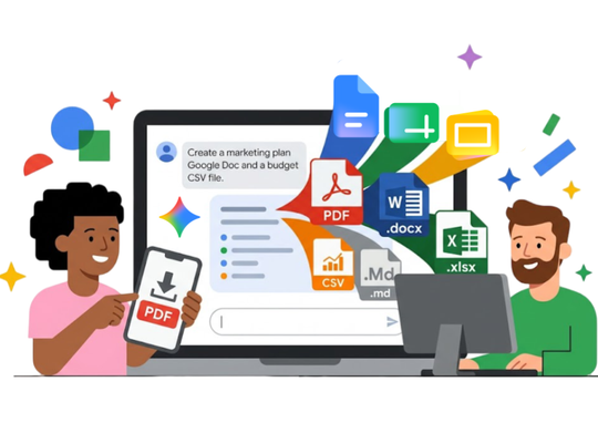 Gemini ahora crea archivos completos desde una conversación: Docs, Excel, PDFs, Slides y más