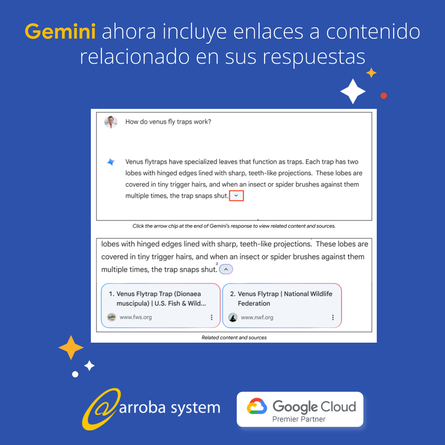 Gemini ahora incluye enlaces a contenido relacionado en sus respuestas