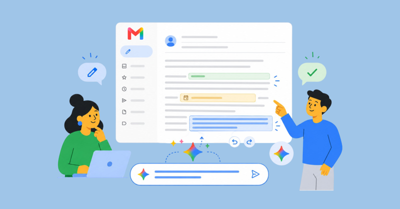 Interfaz de Gmail con Gemini editando correos mediante instrucciones personalizadas para mejorar la redacción y productividad.