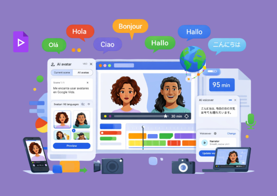 Google Vids se actualiza: nuevos avatares animados, más idiomas y videos más largos