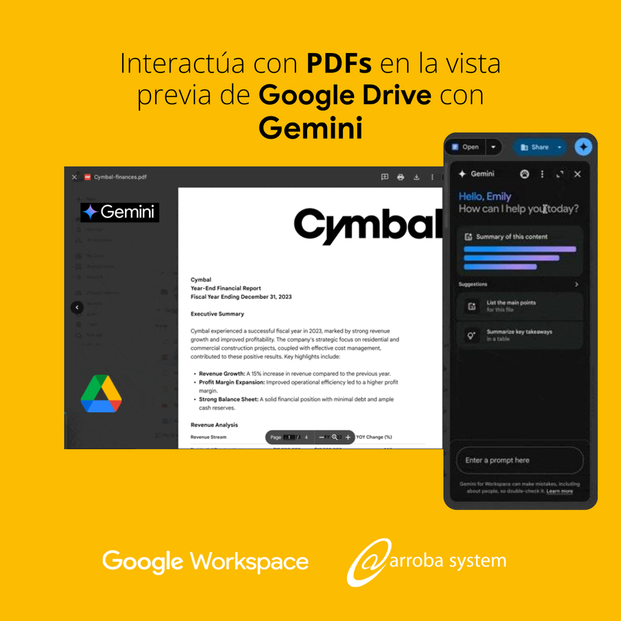 Interactúa con PDFs en la vista previa de Google Drive con Gemini