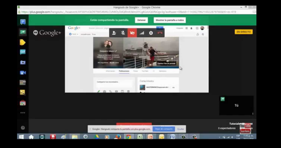 Proyección en Hangouts