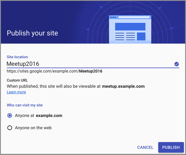 URL personalizada en los nuevos Google Sites