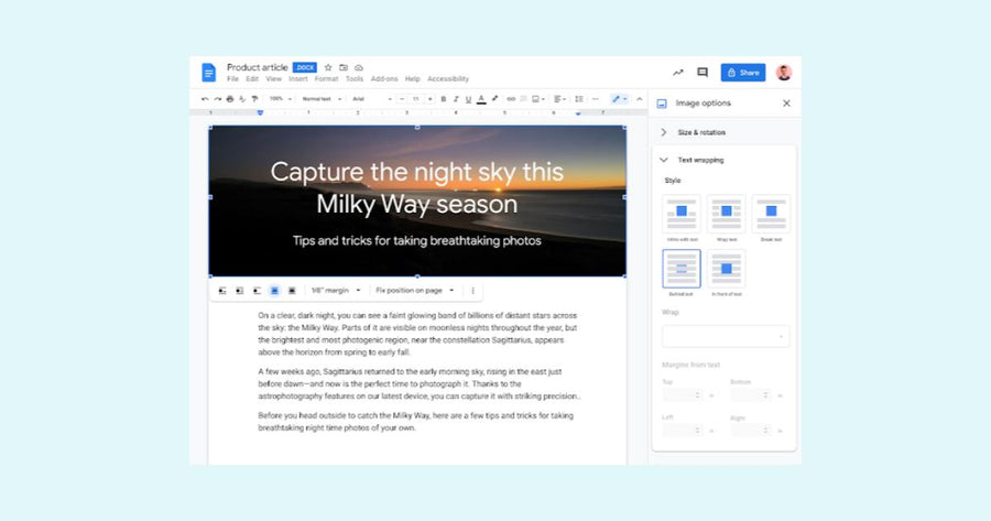 Agrega marcas de agua de imagen en Documentos de Google