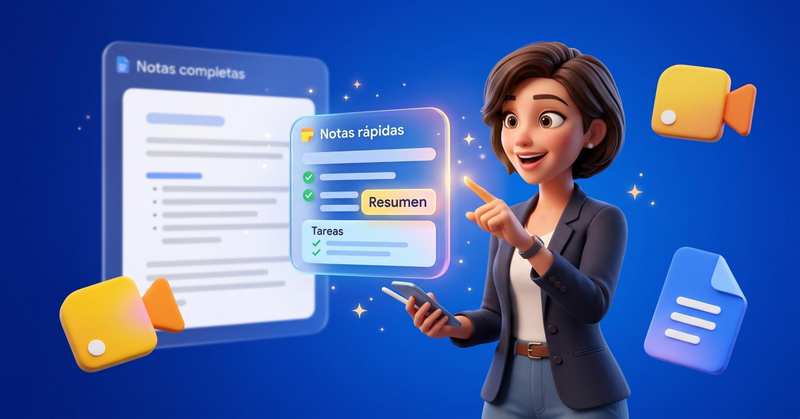 Profesional revisando notas rápidas de una reunión en una pantalla digital.