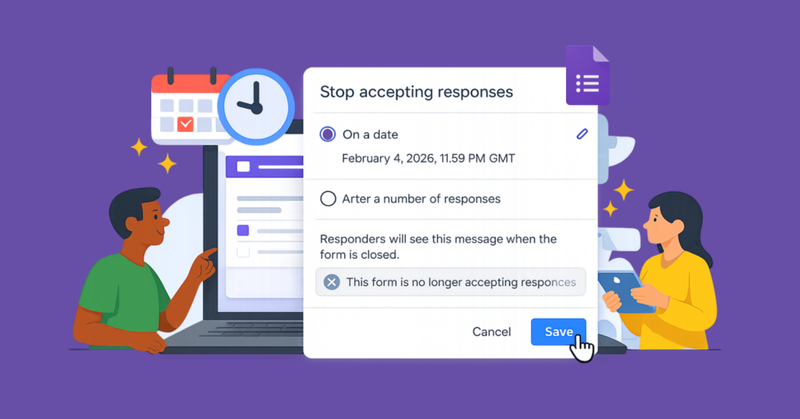 Nueva función en Google Forms: programa el cierre automático de tus formularios