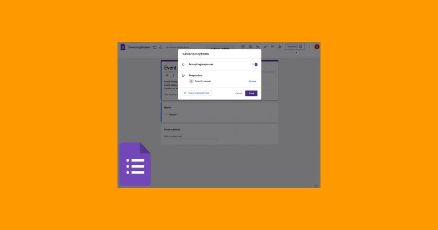 Pantalla de Formularios de Google mostrando opciones para restringir respuestas a usuarios y grupos específicos.
