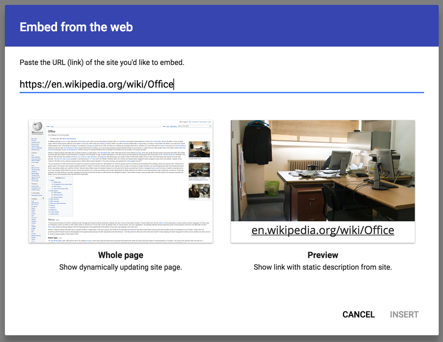 Incorpora sitios web como iframes en los nuevos sitios de Google