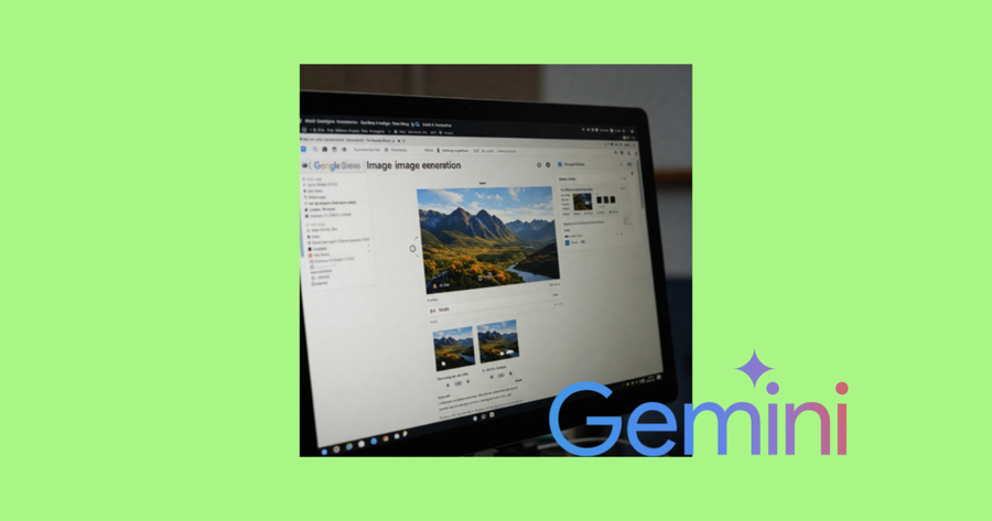 Una computadora con un paisaje generado por IA