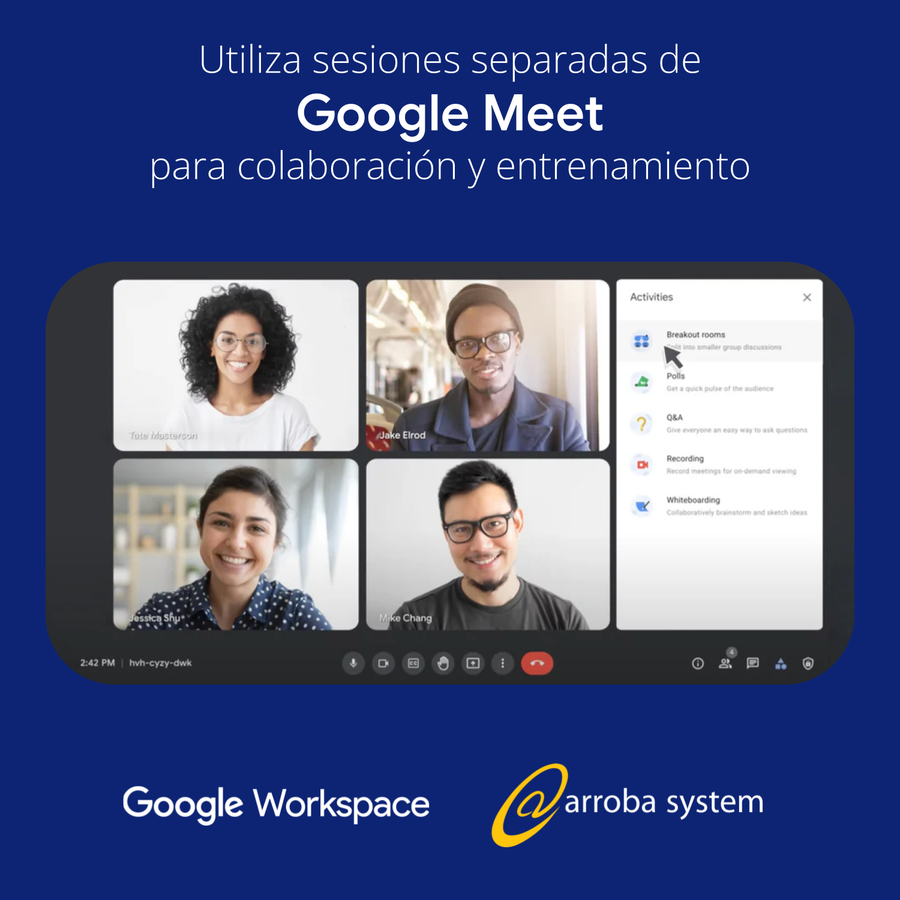 Utiliza sesiones separadas en Google Meet para colaboración y entrenamiento